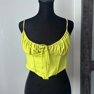 Garage Bright Green Gathered Crop Top
